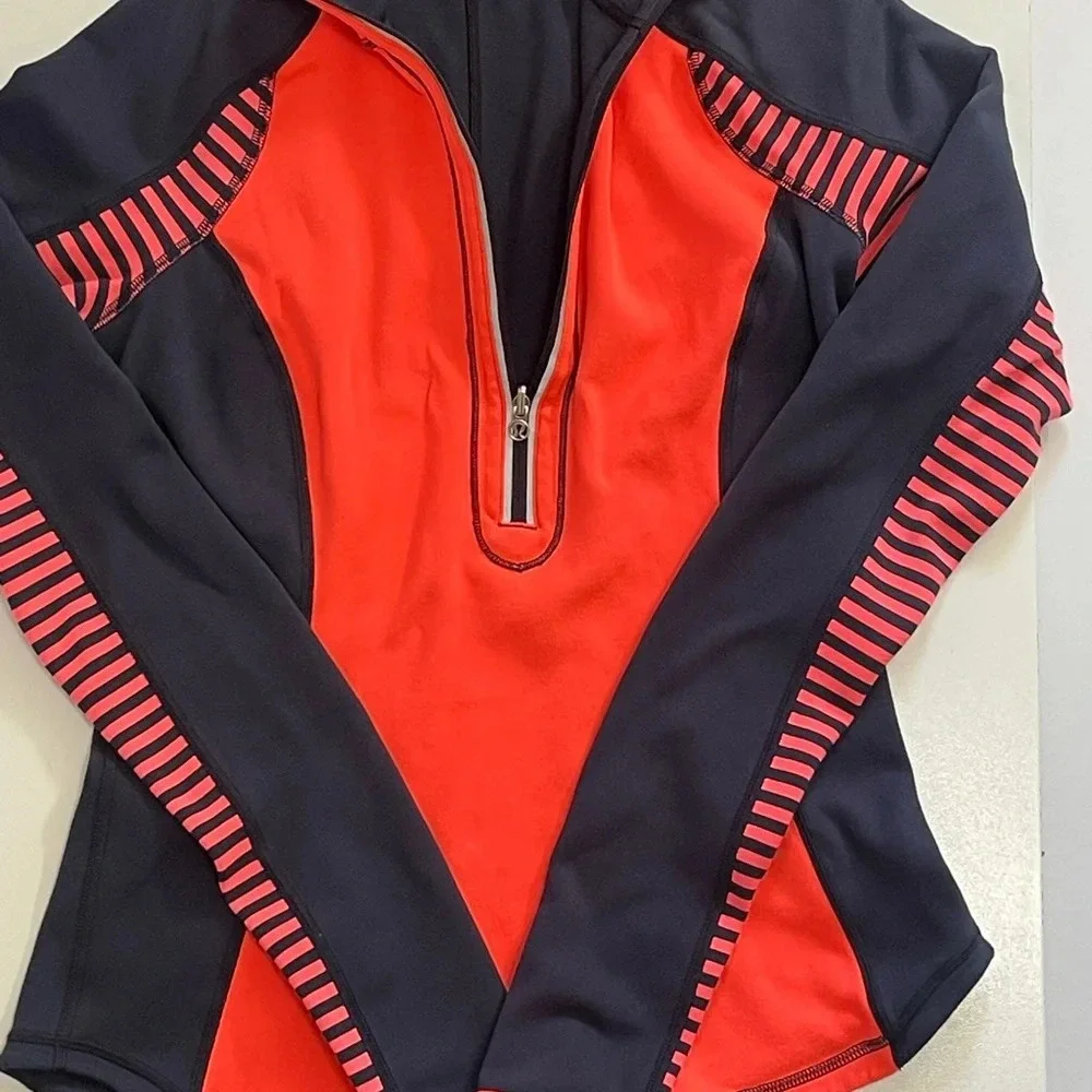 Lululemon Tops 1/2 Zip Up Pullover Sweatshirt Blue Orange size 2 (no tag) b-1
